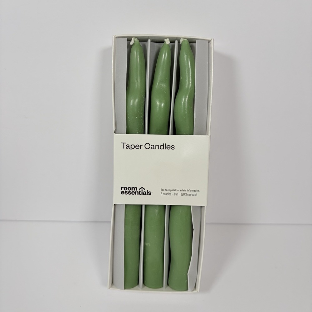 Room Essentials‎ 6pk Wavy Taper Candle Set Green
